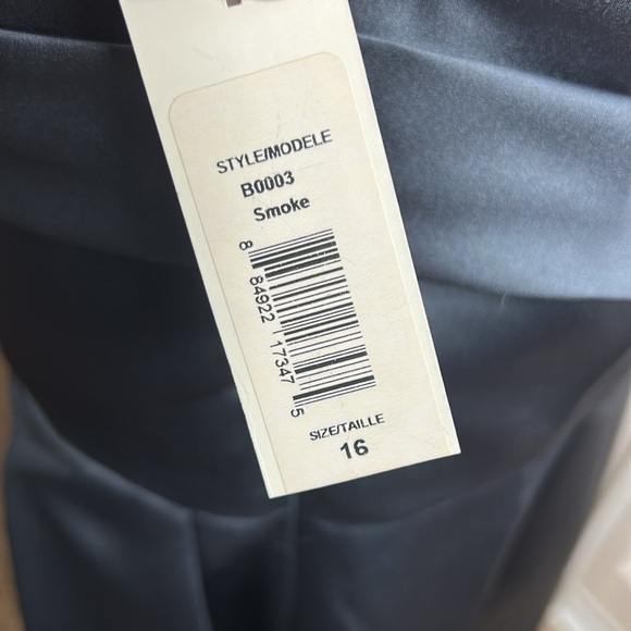 Badgley Mischka Strapless Charcoal Dress with Bow B0003 Smoke 16 - Picture 6 of 8